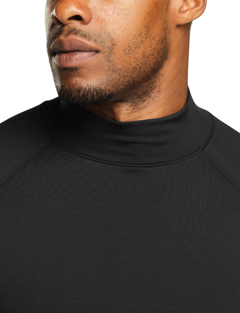 TSLA Men's Thermal Long Sleeve Compression Shirts, Mock/Turtleneck Winter Sports Running Base Layer Top, Heatlock Mock Neck Black, Large - Image 5